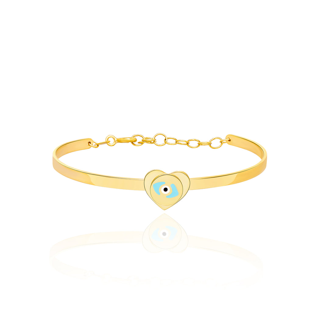 18K Real Gold Heart Eye Kids Bangle