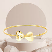 18K Real Gold 2 Heart Bangle