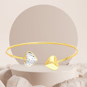18K Real Gold 2 Color Heart Bangle