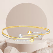 18K Real  Gold 2 Color Branches Bangle