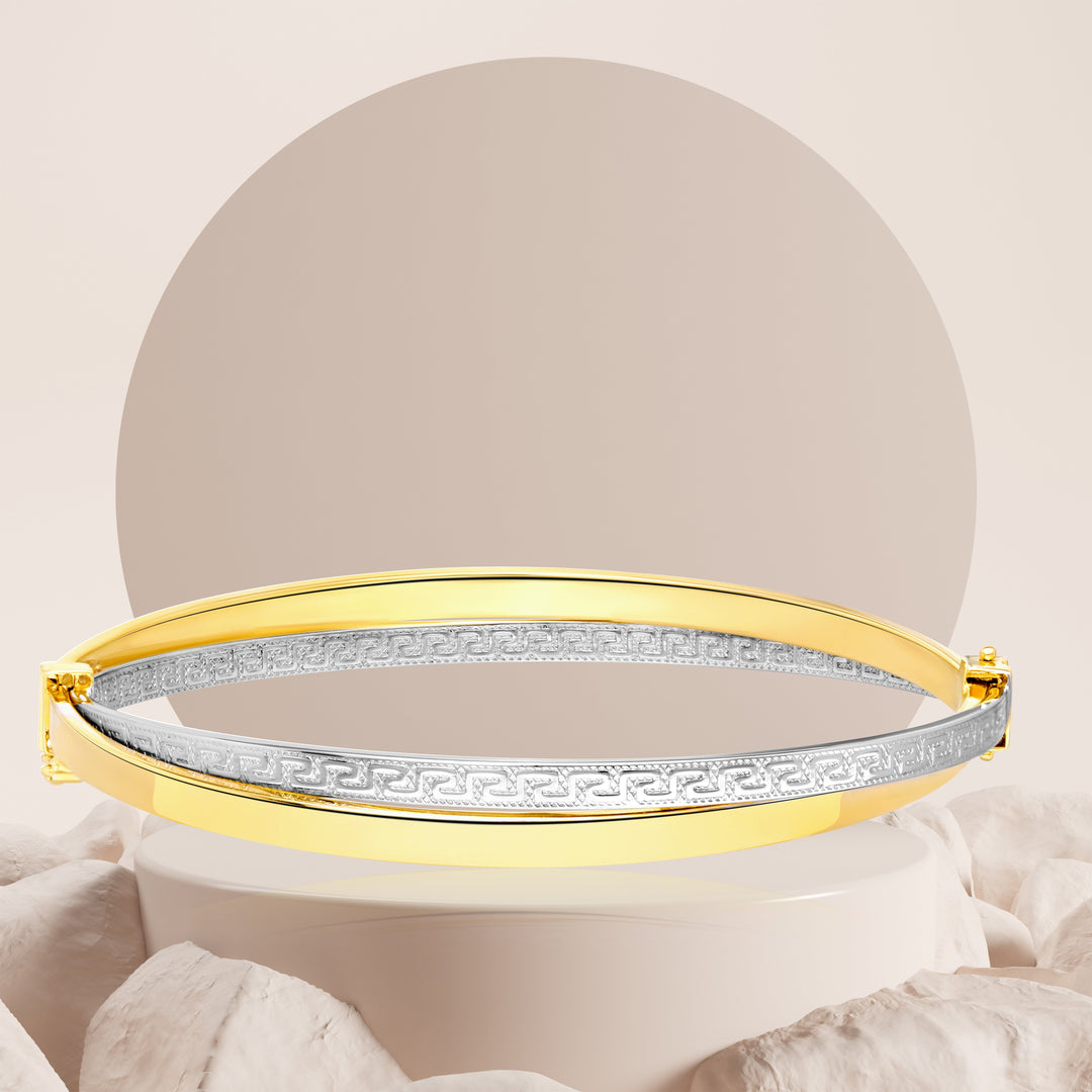 18K Real Gold 2 Color Bangle