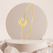 18K Real Gold Stone Thin Bangle