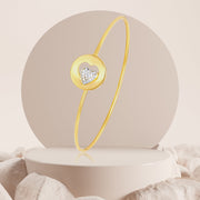 18K Real Gold Stone Heart Bangle