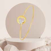 18K Real Gold Stone Butterfly Bangle
