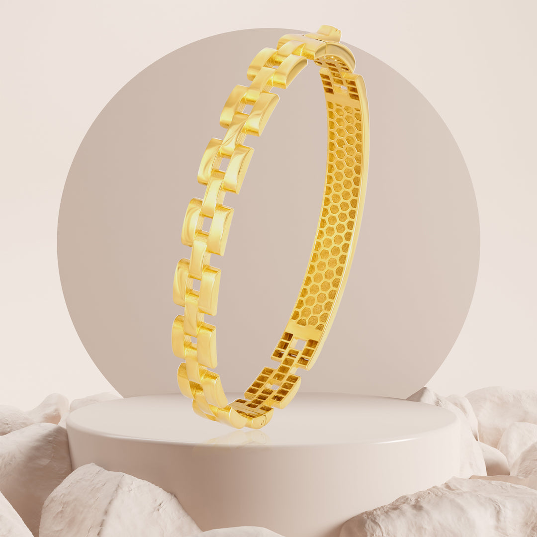 18K Real Gold Elegant Thick Bangle