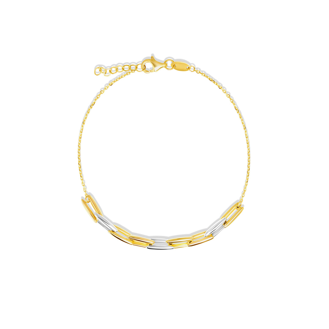 18K Real Gold 2 Color Adjustable Linked Bracelet