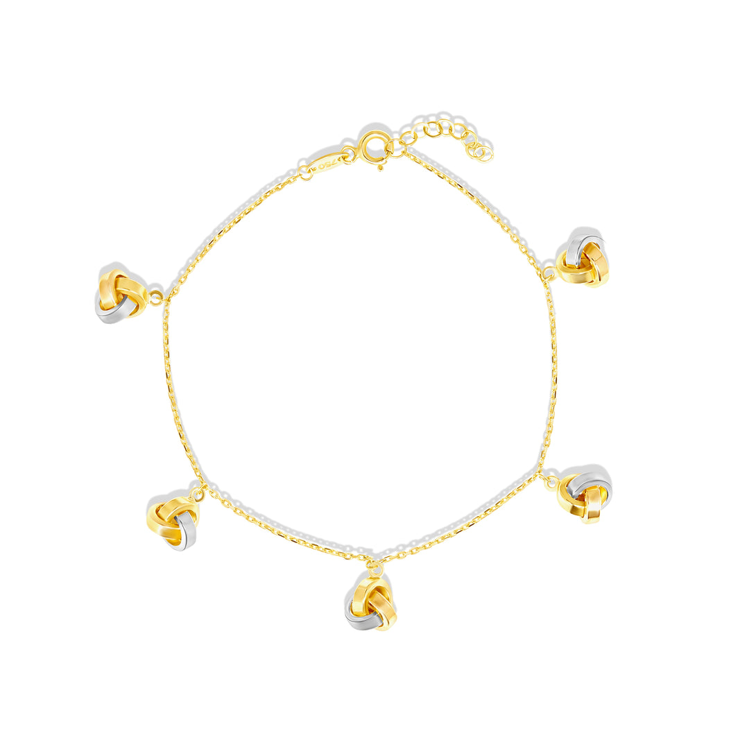 18K Real Gold 2 Color Hanging Knot Adjustable Bracelet
