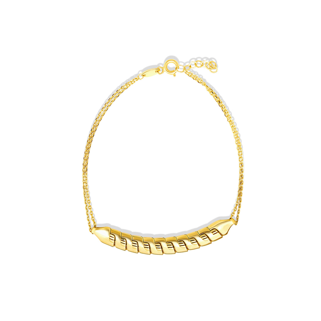 18K Real Gold Adjustable 2 Layer Linked Bracelet