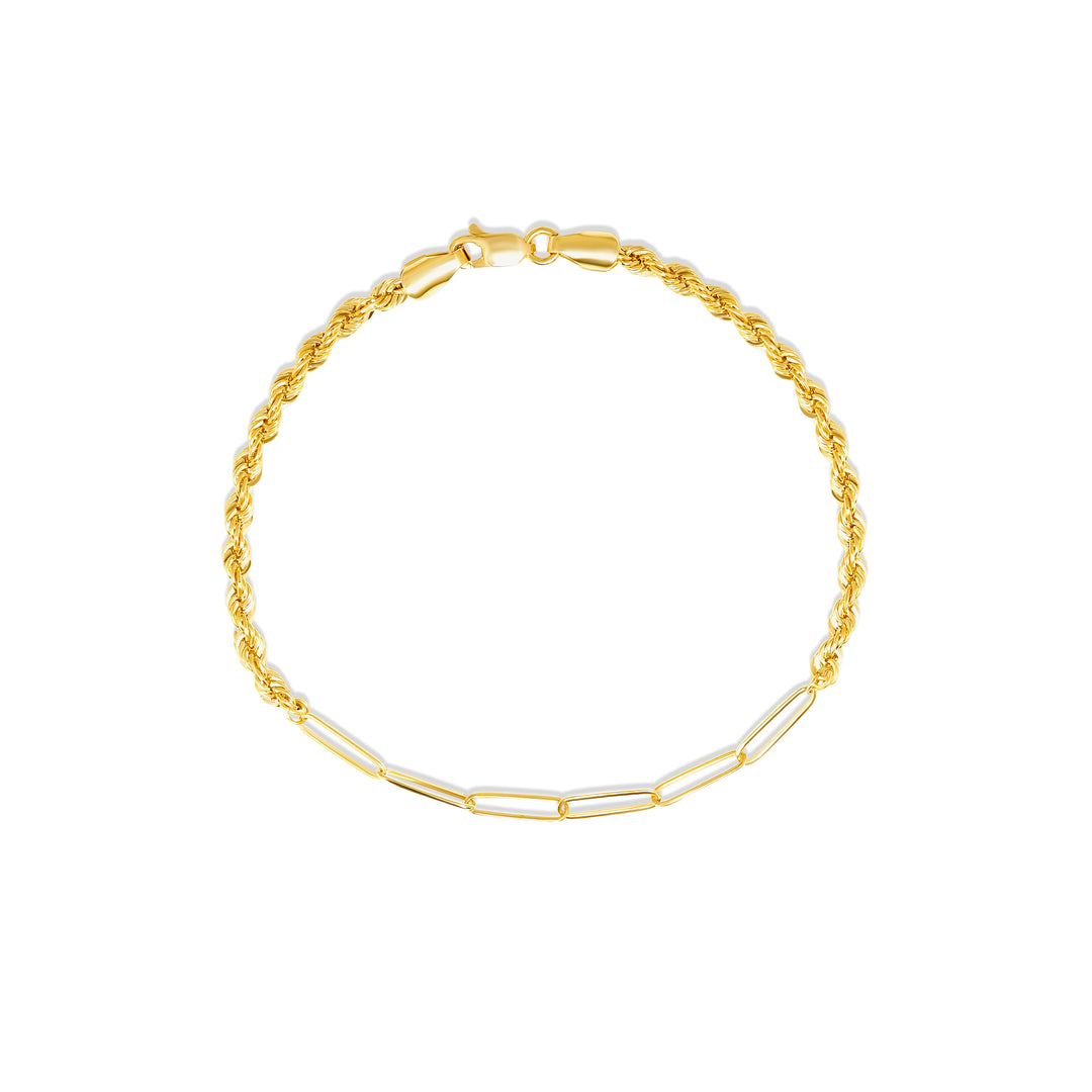 18K Real Gold Linked Rope Bracelet