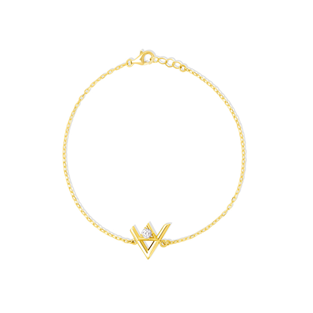18K Real Gold V Stone Bracelet