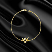 18K Real Gold V Stone Bracelet