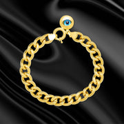 18K Real Gold Evil Eye Thick Linked Bracelet