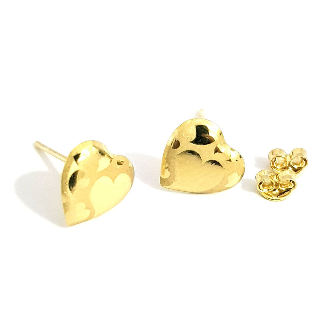 18K Solid Gold Heart Design Earrings | Gold | 18K Gold Jewelry