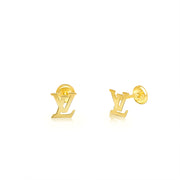 18K Real Gold L.V Screw Earring Set