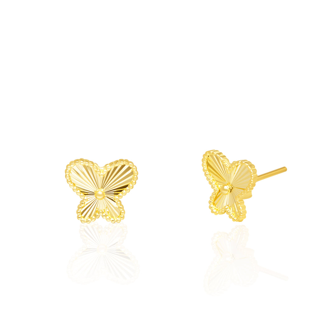 18K Real Gold Butterfly Earring Set