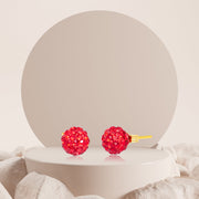 18K Real Gold Red  Swarski Seed Earring Set