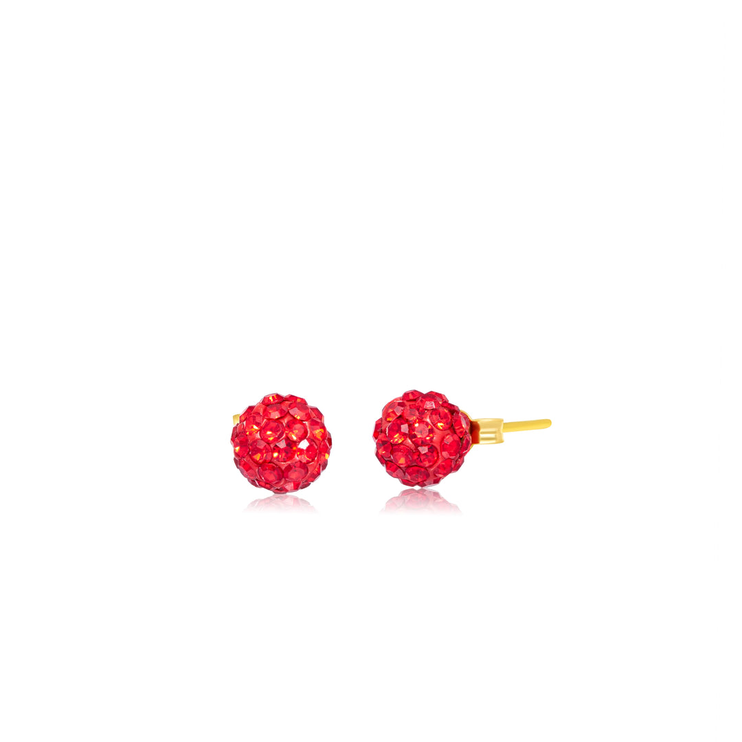 18K Real Gold Red  Swarski Seed Earring Set
