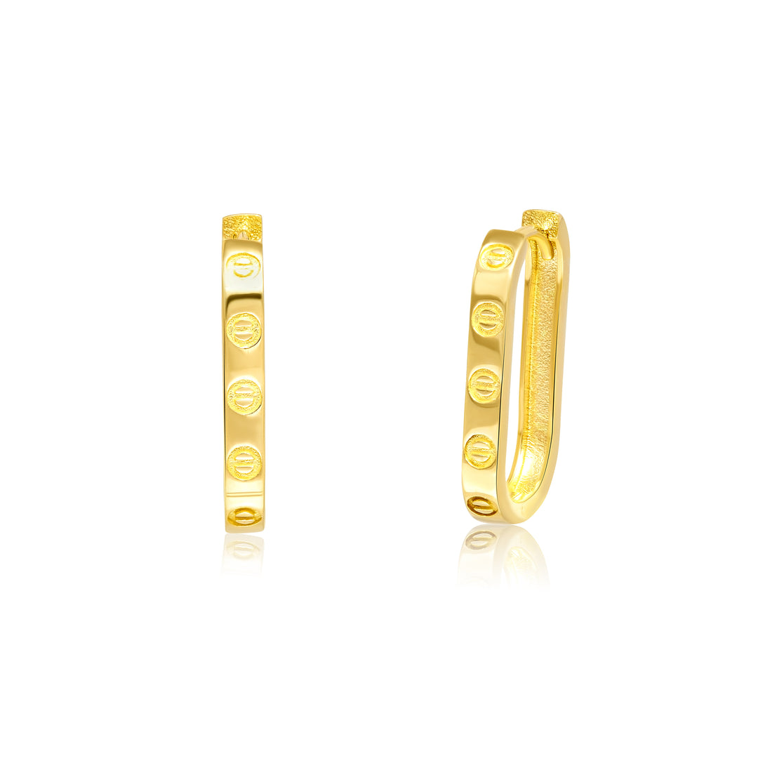 18K Real Gold Square Earring Set
