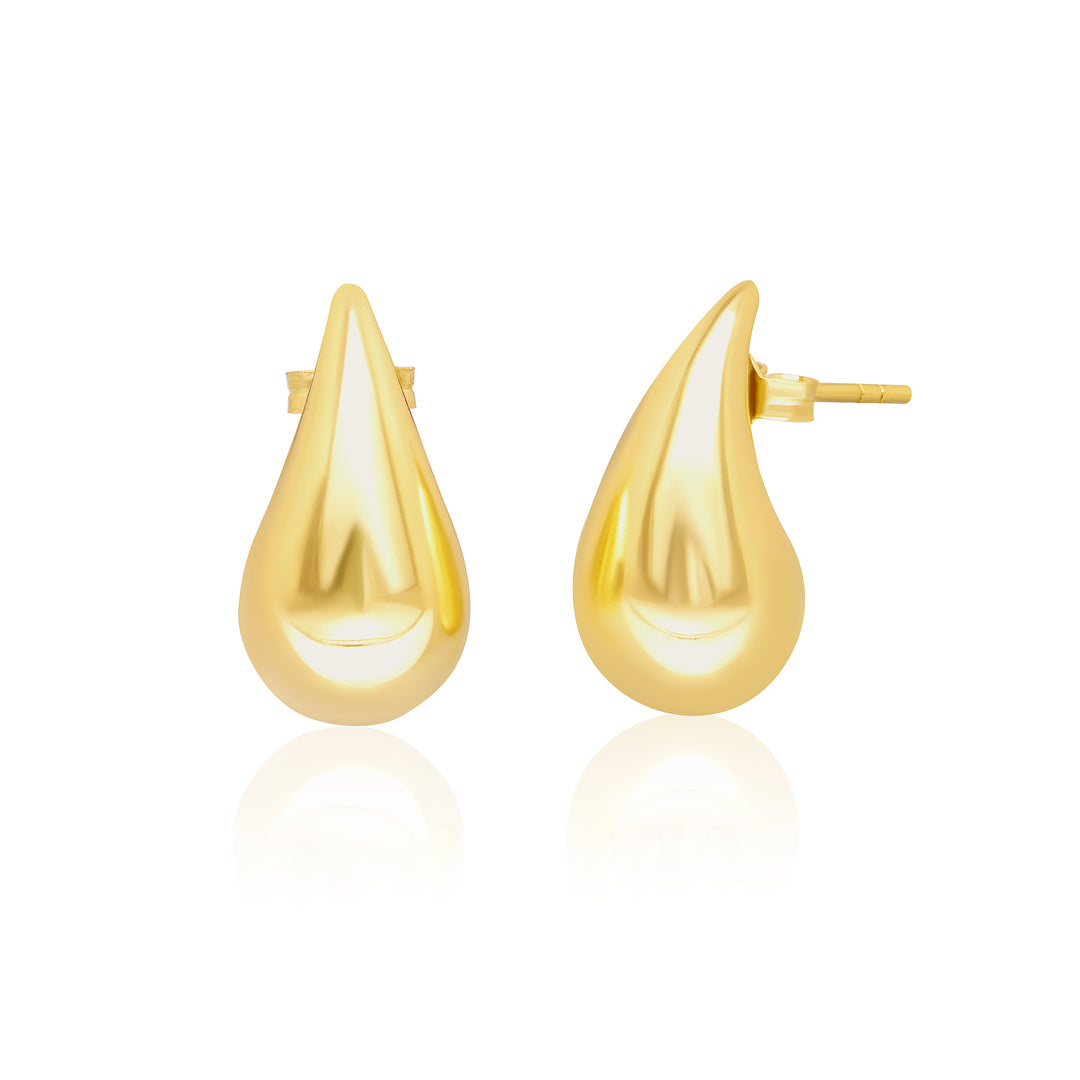 18K Real Gold Curved Drop Earring Set