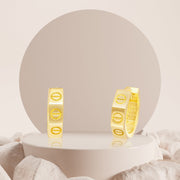 18K Real Gold Round Earring Set