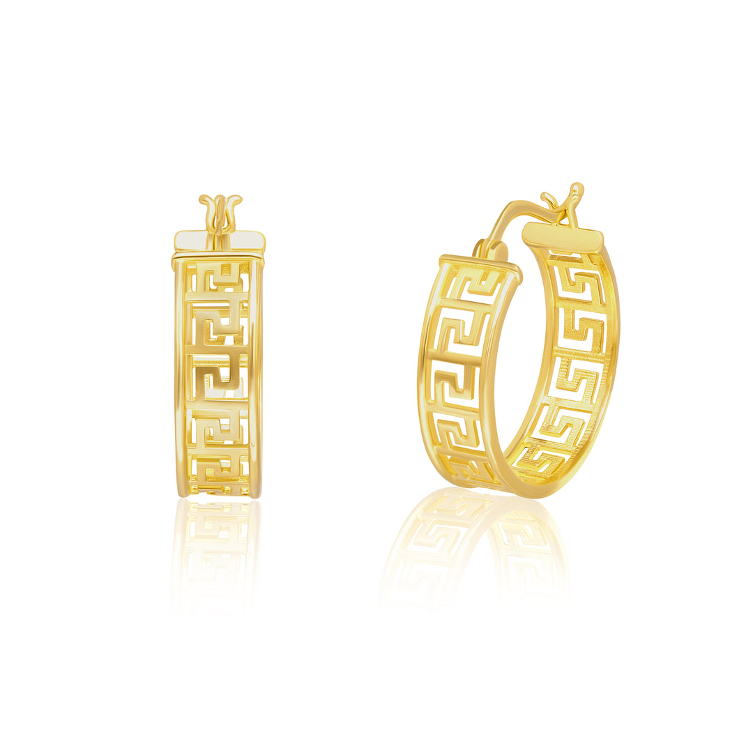 18K Real Gold Round Earring Set