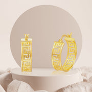 18K Real Gold Round Earring Set