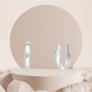 18K Real White Gold Round Oval Earring Set