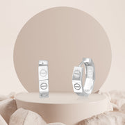 18K Real White Gold Round Earring Set