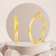 18K Real Gold Round Earring Set