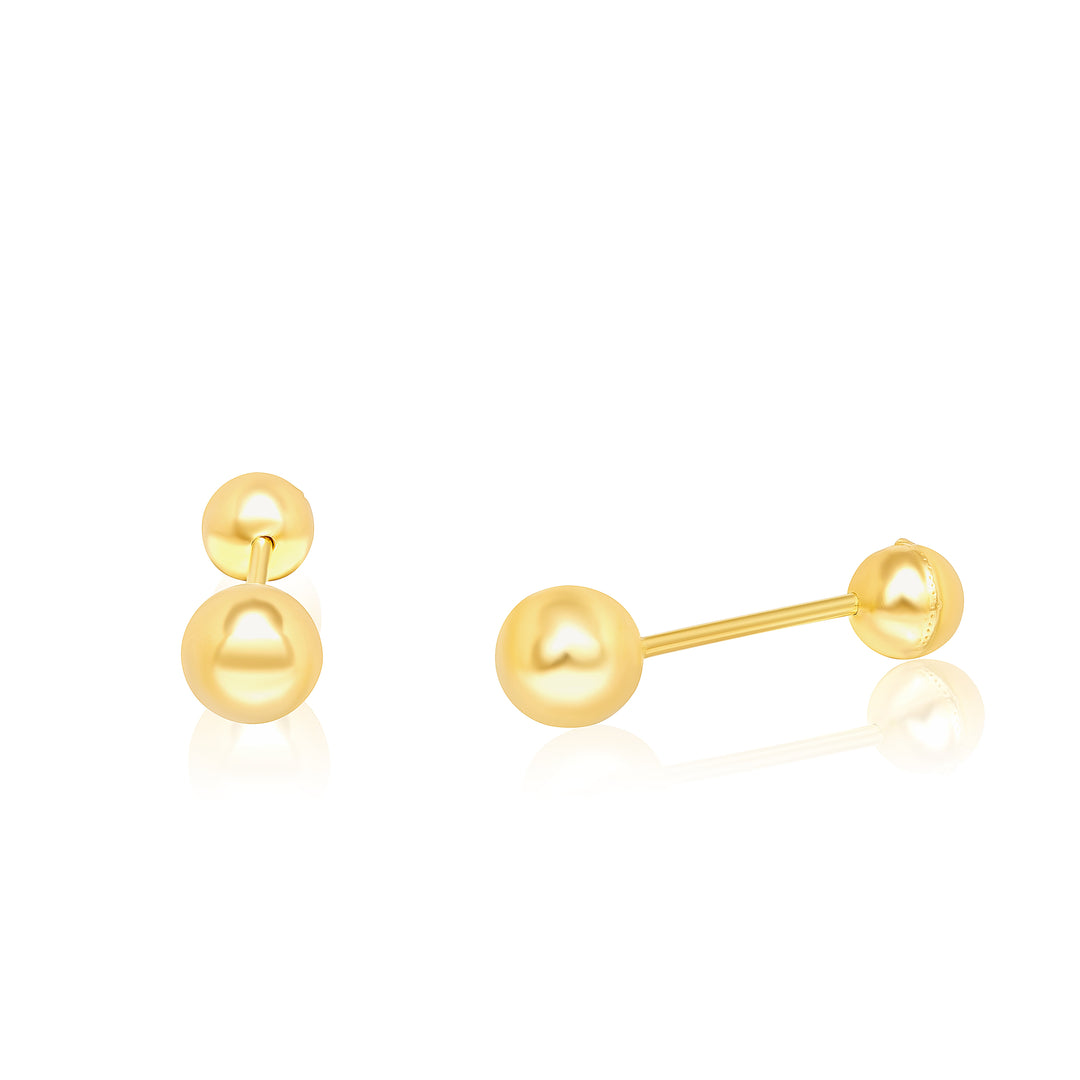 18K Real Gold Stud Screw Earring Set