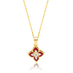 Load image into Gallery viewer, 18K Real Gold Red Flower Necklace
