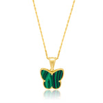 Load image into Gallery viewer, 18K Pure Gold Green Butterfly Necklace Talagold
