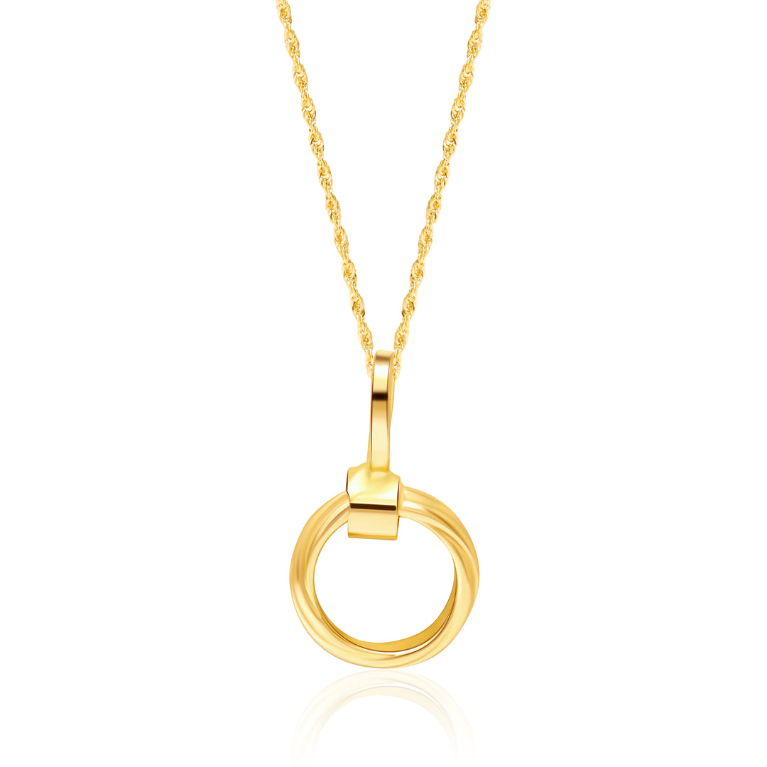 18K Real Gold Twisted Circle Necklace