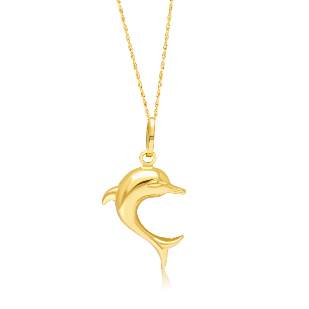 18K Real Gold Dolphin Necklace