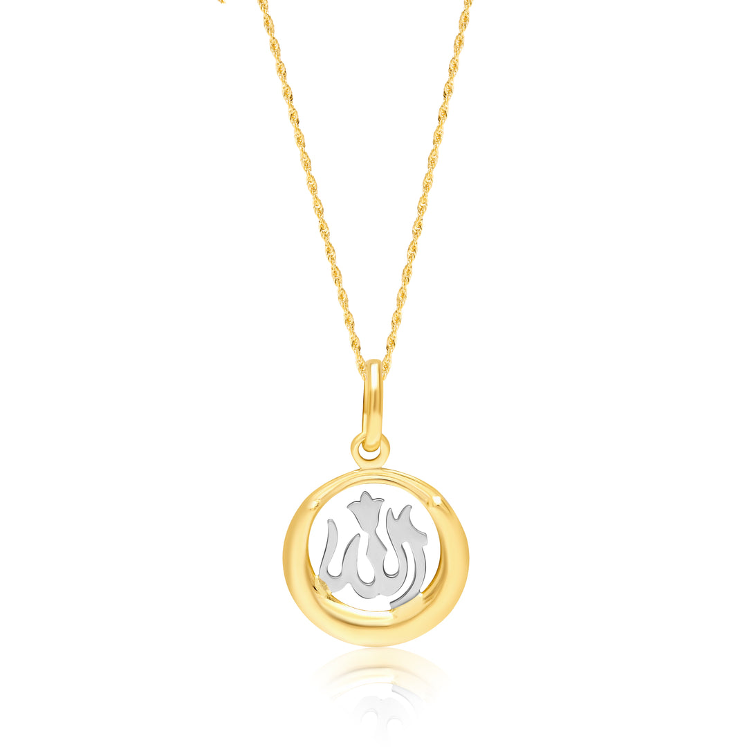 18K Real Gold Round Religious Necklace