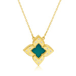Load image into Gallery viewer, 18K Real Gold Green Flower Necklace
