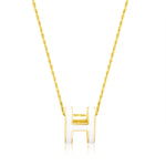 Load image into Gallery viewer, 18K Real Gold White H Necklace
