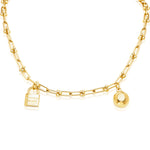 Load image into Gallery viewer, 18K Real Gold Lock Ball U-Link Necklace
