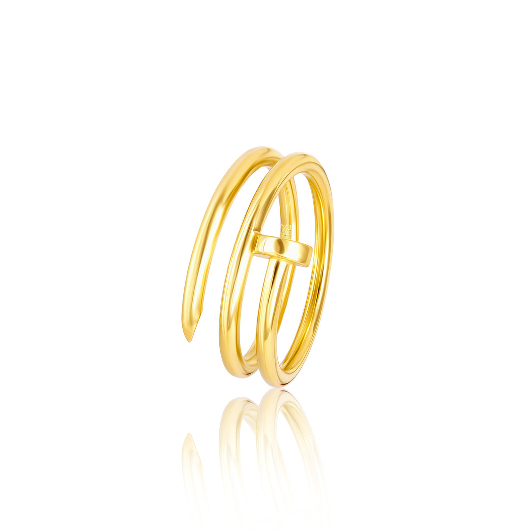 18K Real Gold Round Nail Ring