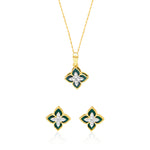 Load image into Gallery viewer, 18K Real Gold Green Flower Jewelry Set
