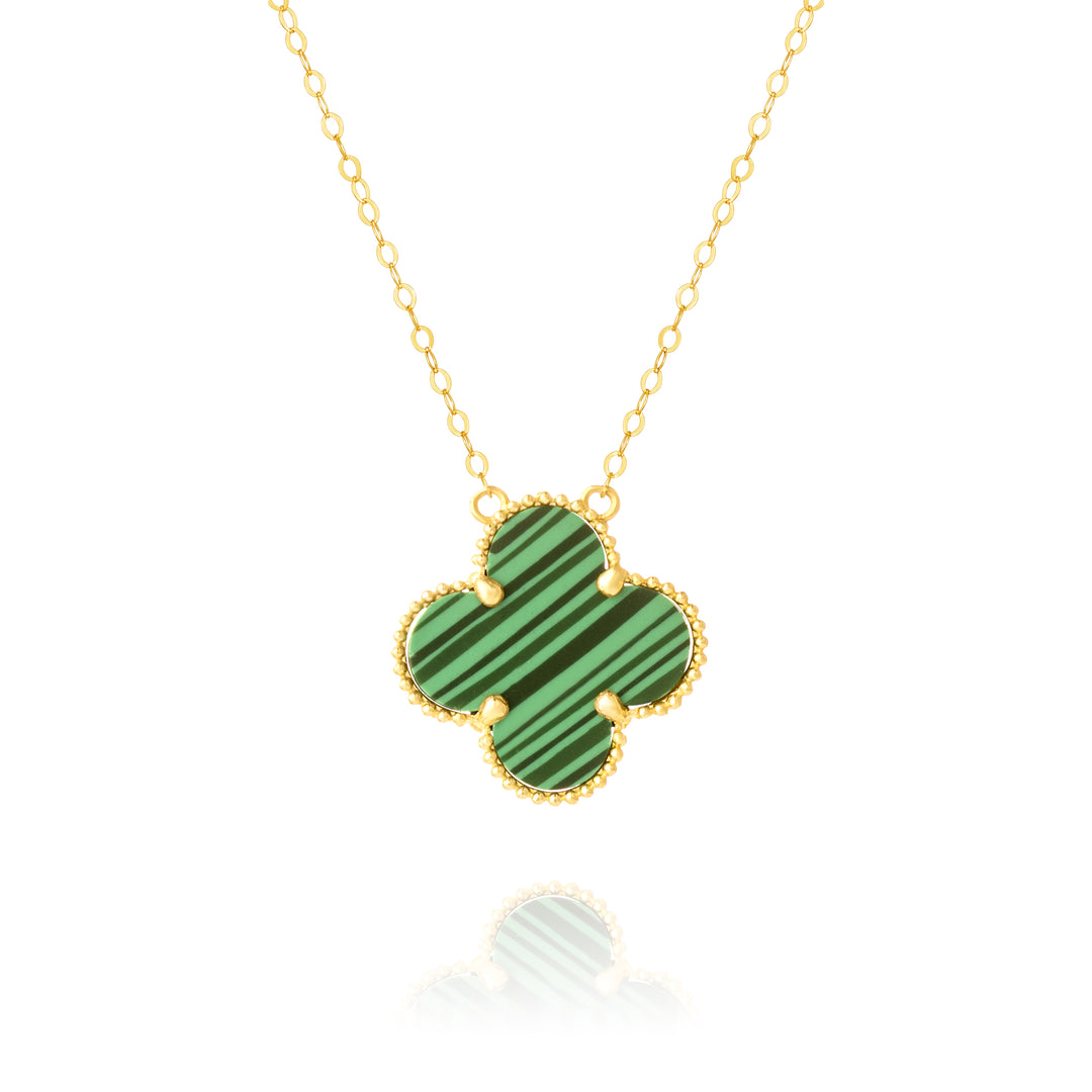 18K Real Gold V.C Green Necklace