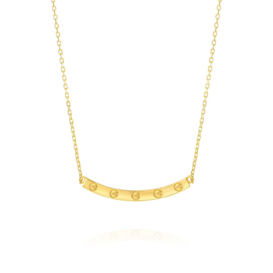 18K Real Gold Curved Plate Necklace