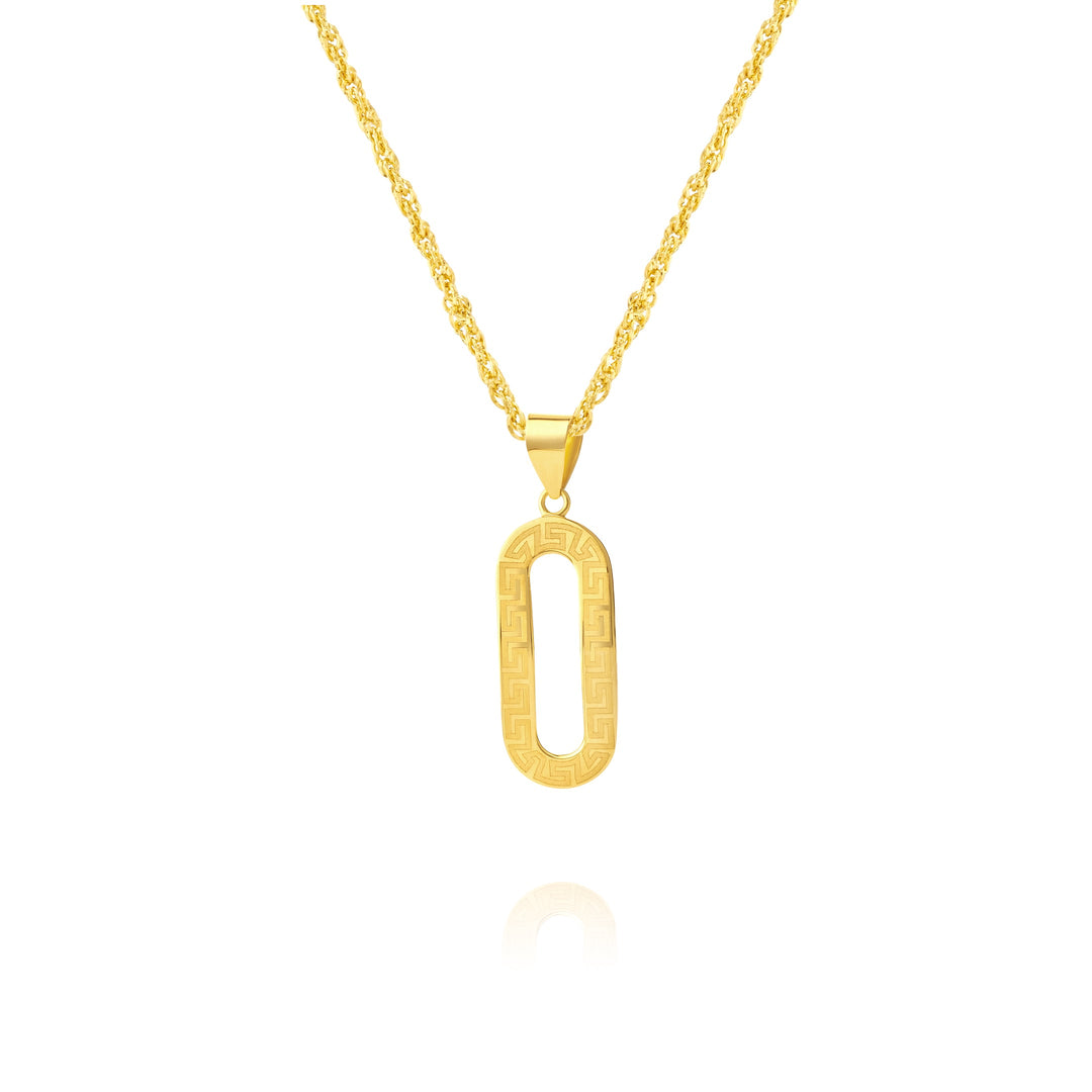 18K Real Gold Curved Square Necklace