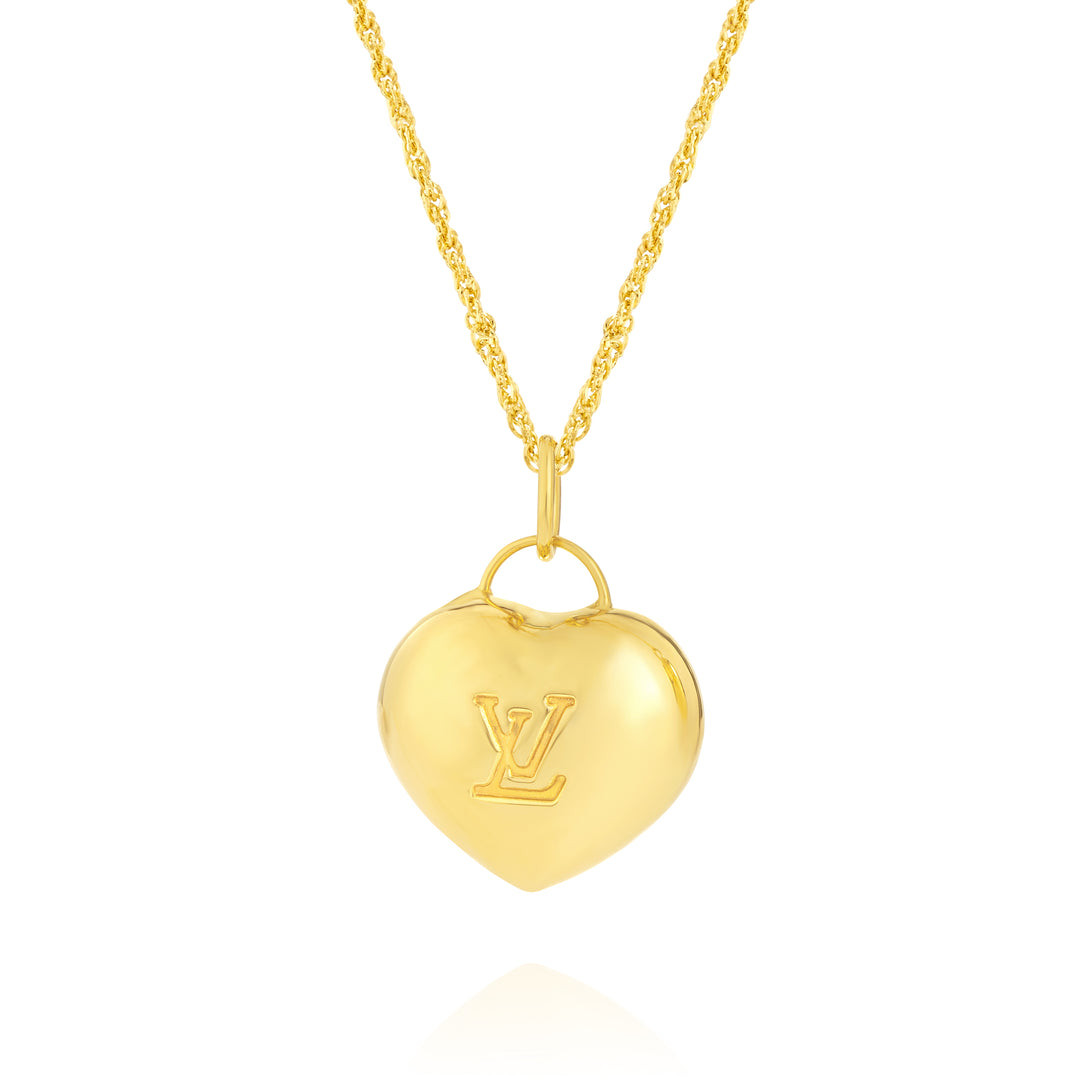 18K Real Gold L.V Heart Necklace