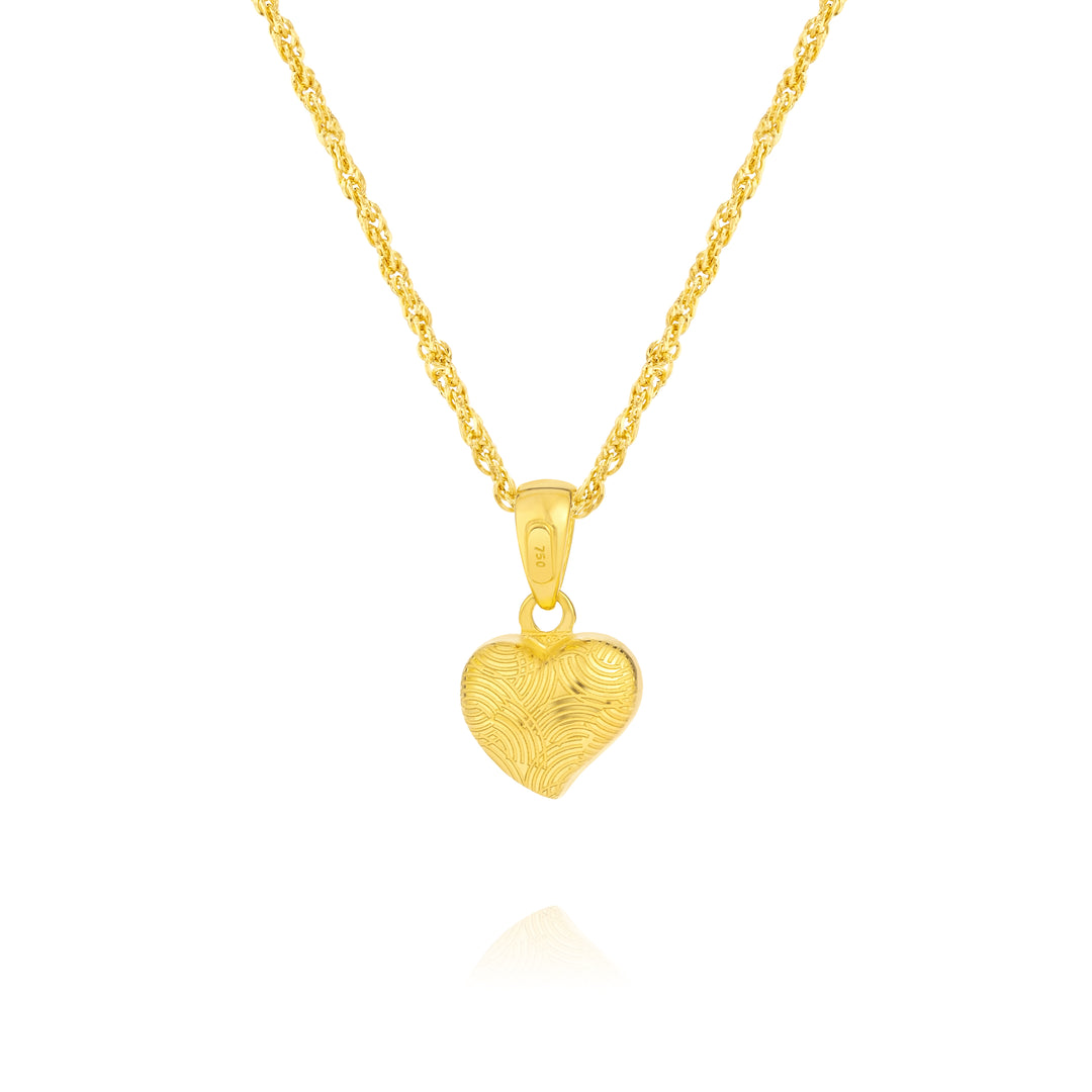 18K Real Gold Curved Heart Necklace
