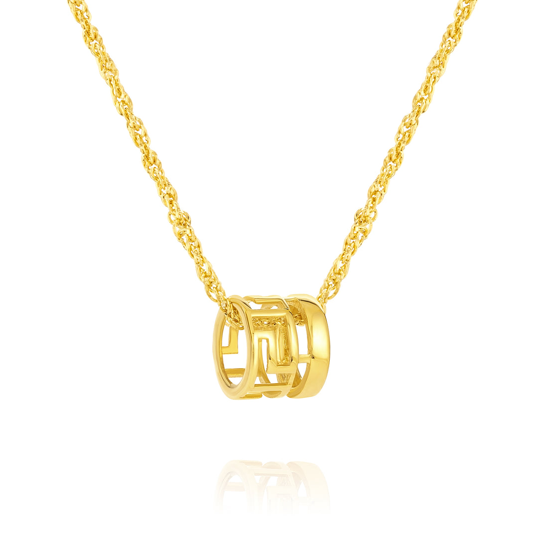18K Real Gold Movable Wheel Necklace