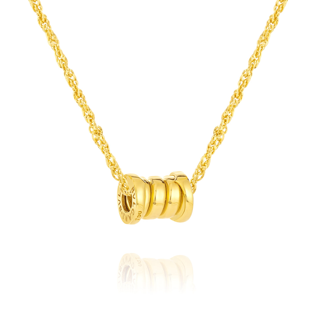 18K Real Gold Movable Wheel Necklace