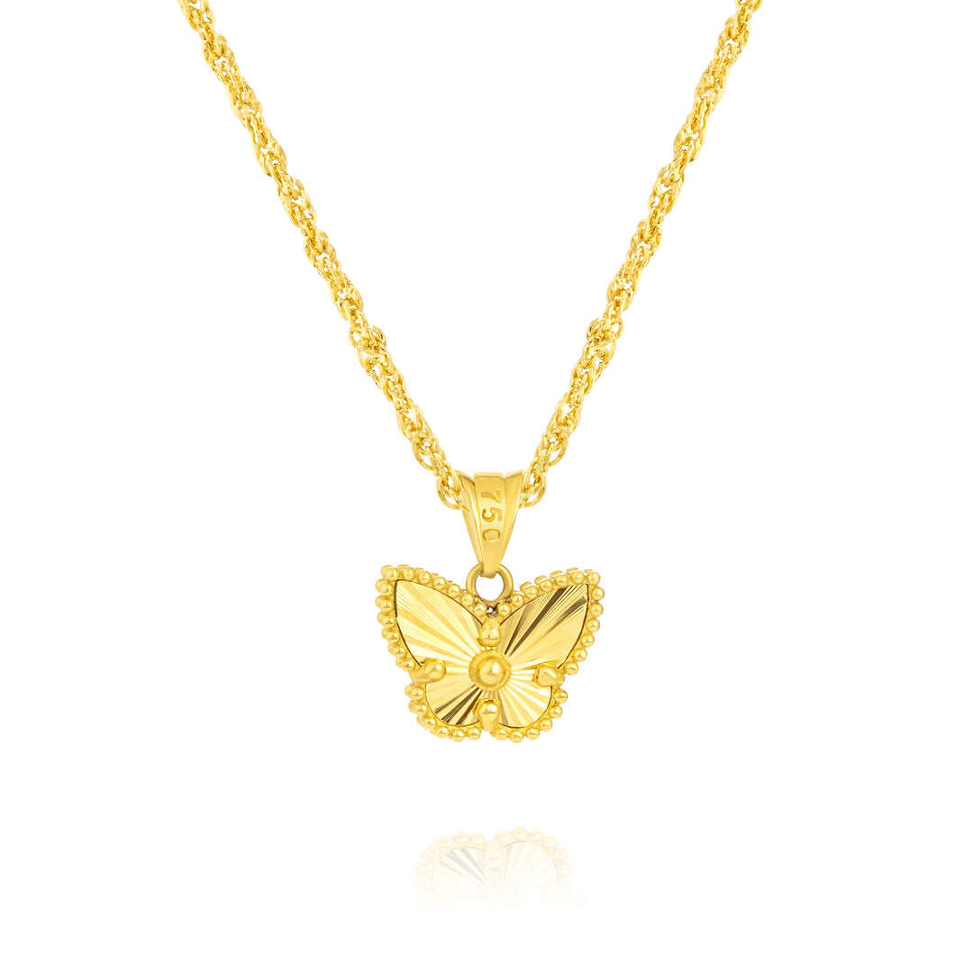 18K Real Gold Butterfly Necklace