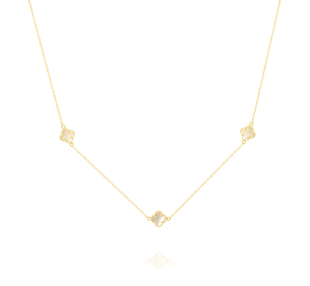 18K Real Gold V.C White Necklace