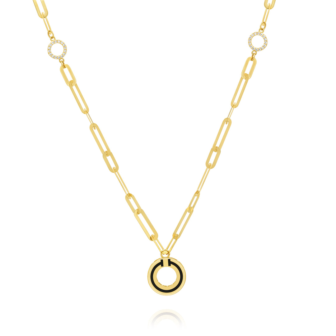 18K Real Gold Linked Round Necklace